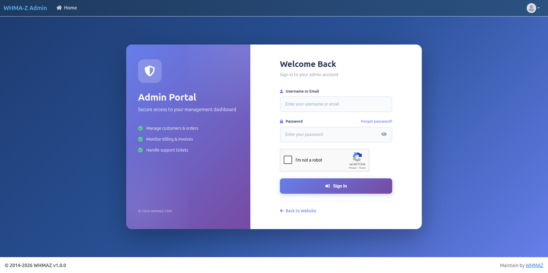 Admin Login Page